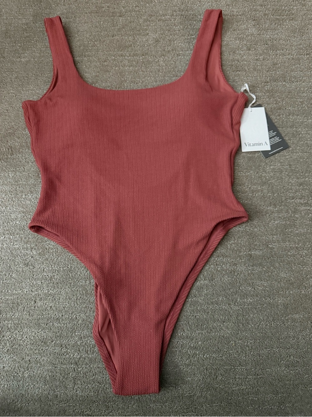 Vitamin A Rust Ribbed Scoop One-Piece Swimsuit